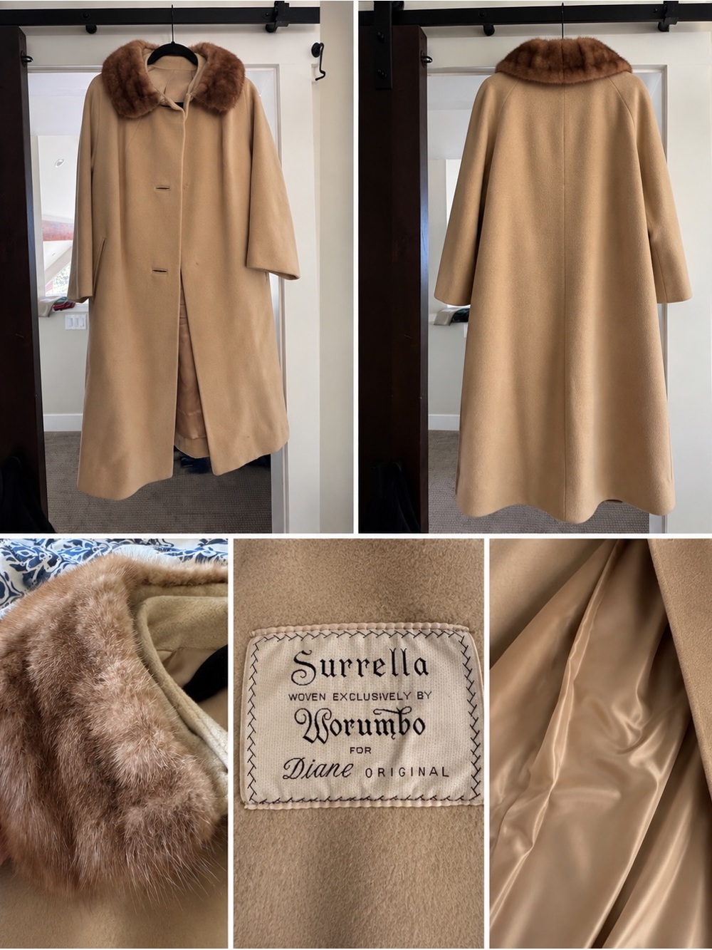 Surrella by Worumbo Diane Camel Coat with Fur Collar